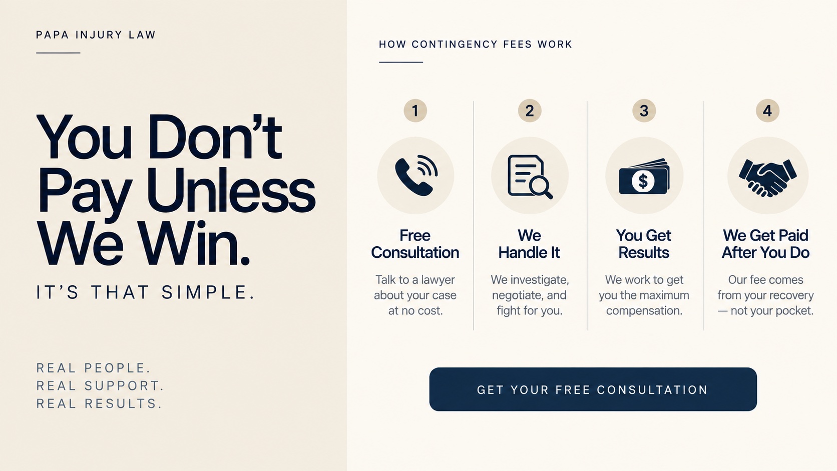 Contingency fee lawyer gets paid after a successful financial recovery.